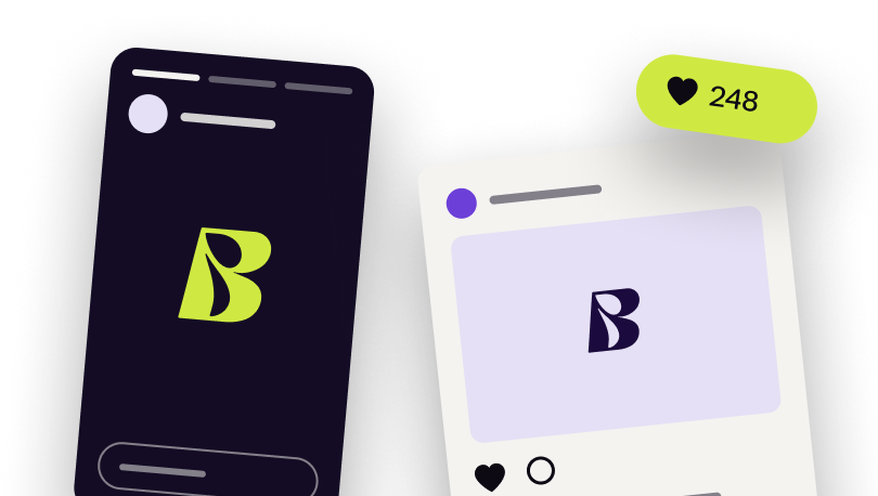Twee telefoons met een post van Blumee